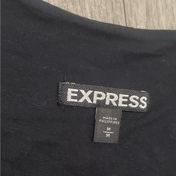 Express Black Mini Bodycon Dress with V-Neck - Picture 2 of 2